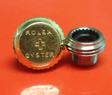 Genuine ROLEX + Plus Mark Engraved Oyster Gold Crown w/Tube 5.2mm #611