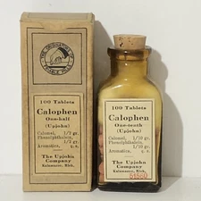 VINTAGE UPJOHN & CO CALOPHEN TABLET ORIGINAL LABEL KALAMAZOO MICHIGAN NEW SEALED