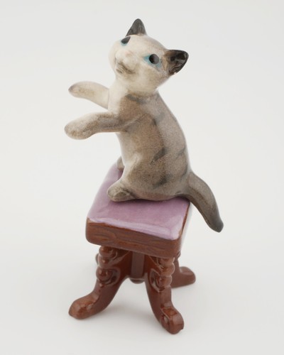 Very Cute Hagen Renaker Cat Playing The Piano 2 Piece Set - Foto 3 di 4