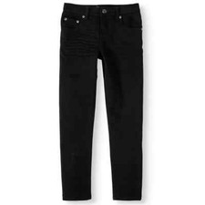Wonder Nation Boys Black Adjustable Waistband Slim Fit Jeans Size 10 Regular