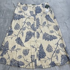 Lauren Ralph Lauren Skirt 16 NWT Linen Floral Cottagecore Maxi Button Up Vintage
