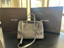 Yves Saint Laurent Sac De Jour Supple Grained Leather Purse Ysl Dark Gray