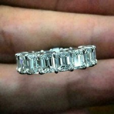 Full Eternity 6,50 kt Diamant 14 K Wei&szlig;gold Jubil&auml;umsarmband simuliert Gr&ouml;&szlig;e 7,5