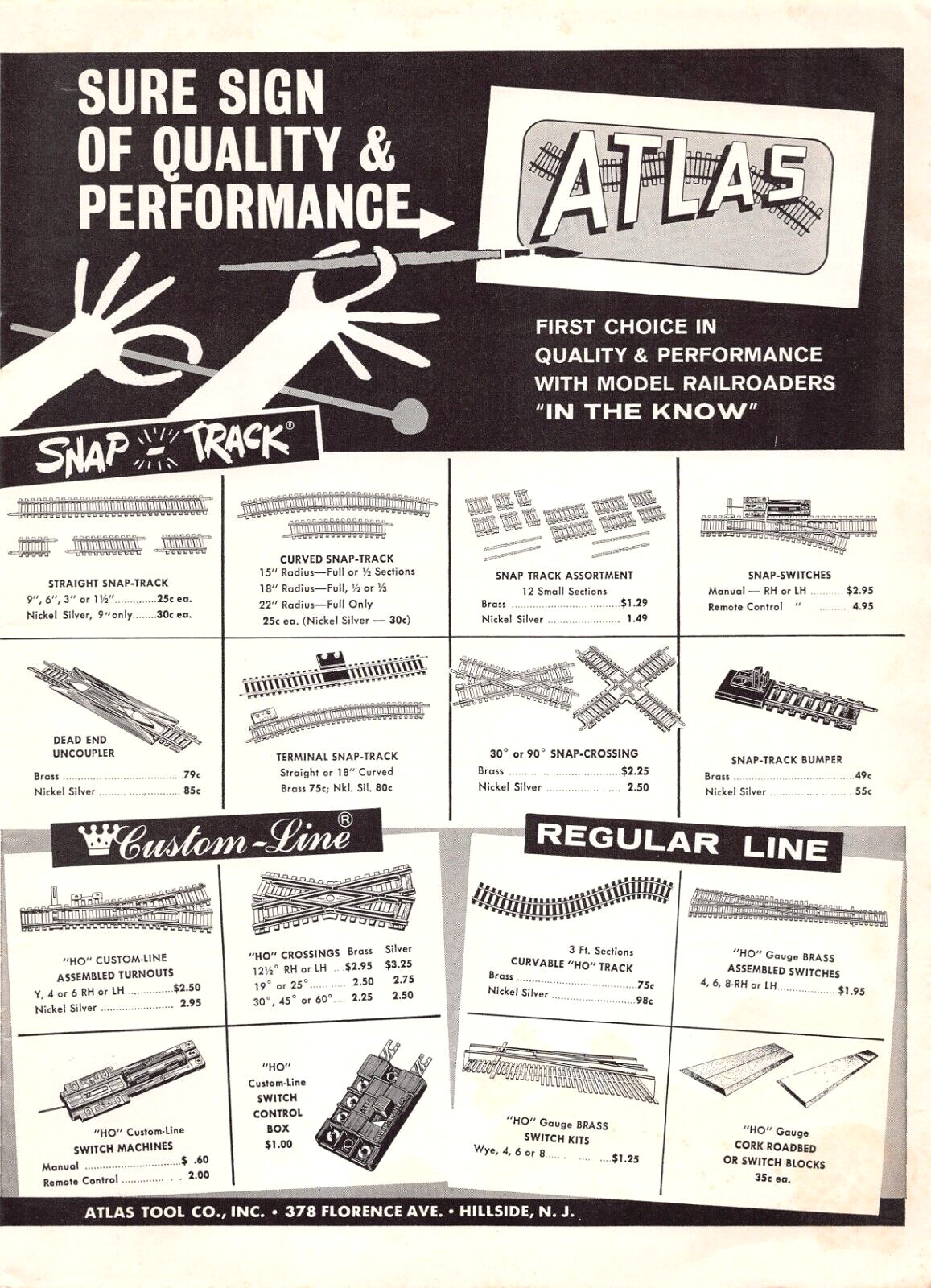 Model Railroad Train Tracks Atlas Tool Co Hillside New Jersey Vtg Mag Print Ad