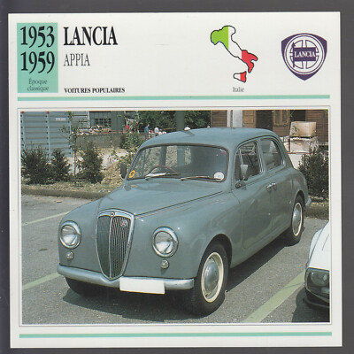 1953-1959 Lancia Appia Italian Car Photo Spec Sheet Info French Card