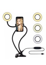 LED Selfie Ring Light Phone Holder Flexible Stand Long Arm for Stream Live Lamp