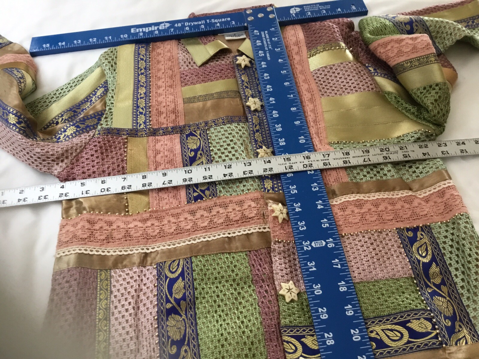 Marisol Patchwork Jacket Star buttons up front  S… - image 7