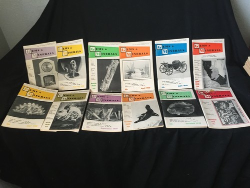 Vintage Gems and Minerals Magazine Jan-Dec 1958 full year set of 12 rare 
