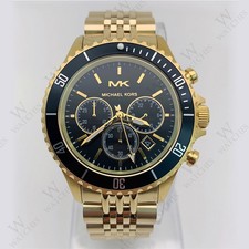 Michael Kors MK8726 Bayville Gold Tone Bracelet Black Dial Chronograph Men Watch