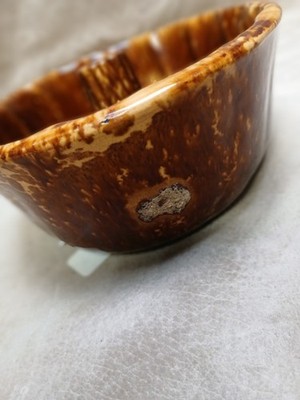 Vintage Brown Drip Glaze Ceramic Bundt Cake Pan Ring Mold w/ Flaws
