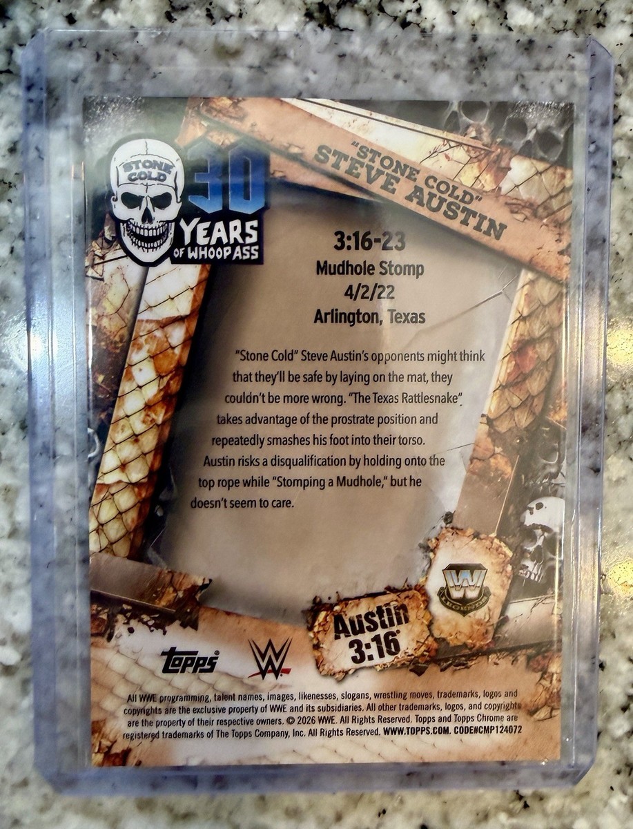 2026 Topps Chrome WWE STONE COLD STEVE AUSTIN #3:16-23 10/10 Black