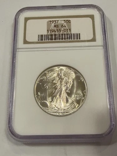 1937 P Walking Liberty Half Dollar NGC MS64, ‼️PREMIUM QUALITY LUSTER BOMB‼️
