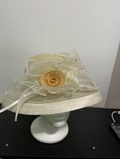 Mr Hi s Classic Church IVORY Color Hat Sequins Lace Ribbon Derby Beaded Vintage