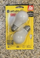 GE Double Life Soft White 40 Ceiling Fan A15 Light Bulbs 2 Pack 