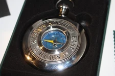 Dalvey Grand Voyager Pocket Compass w/ Box Engraved, Blue dial face