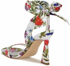 Nine West Women's Kelsie2 Heeled Sandal, White Floral 142, 7 NEW