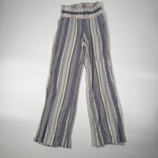 Indigo Rein Striped Wide Leg Palazzo Pants Women's Size Small Linen Blend