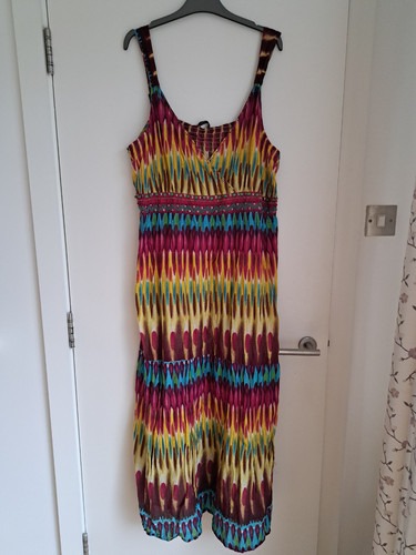 Joanna Hope Maxi Dress UK22 Beaded Embellished Tie Dye Multicoloured Cotton - Picture 1 of 22