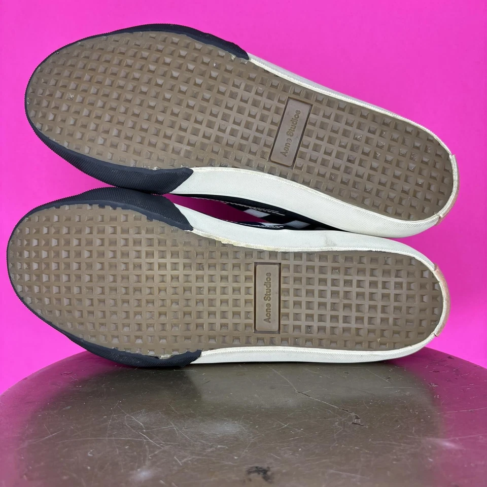 Zapatilla deportiva de caña alta Acne Studios azul marino blanco a rayas de lona talla 43 Foto 4 de 4