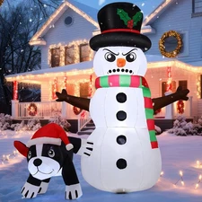 GOOSH 5.4FT Christmas Inflatable Snowman with Dog Yard Decor LED Outdoor Party