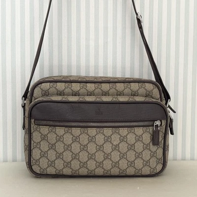 ANCIEN SAC À MAIN BANDOULIÈRE GUCCI GG 114531 bandoulière PVC cuir marron... - Photo 1/4