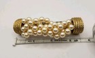 1980s Cream And Gold Hair Clip Labeled Leather Shop 3.5 Inches — photo 6