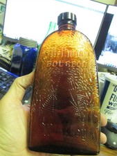 Spiderweb Whiskey bottle amber w/ Mellwood Bo...