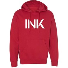 NEW InkAddict UNISEX INK Hoodie RED / WHITE SMALL-3XLARGE MADE IN USA LIMITED