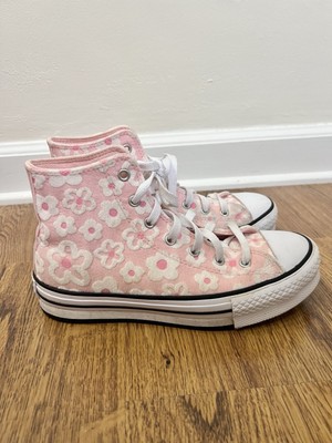 Girls Converse Chuck Taylor All Star Pink Floral Embroidered High-Top Sneakers