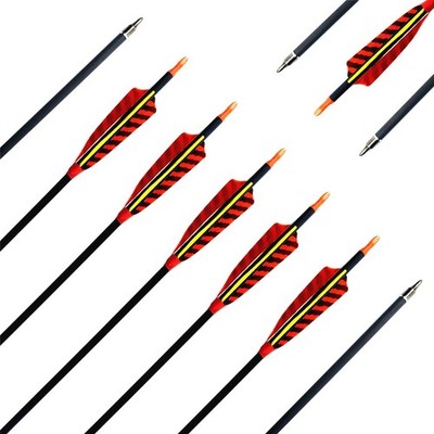 Hunting Archery Carbon Arrow, Target Practice Arrow 500 Spine Fletched 4 inch