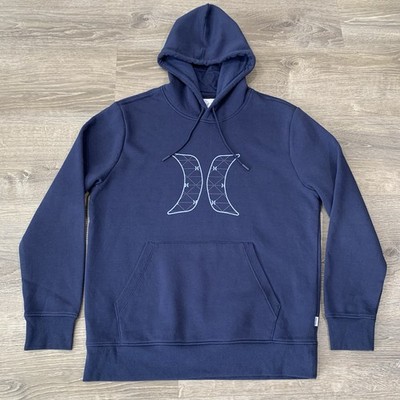 Men s Hurley Icon Graphic Pullover Hoodie Sz M Blue Kangaroo Pocket NWOT