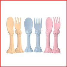 Spoon la la Kids Silverware Set 6-Piece Toddler Forks Spoons Pink Blue Yellow
