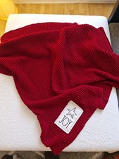 RED STRICK BLANKET - DECKE RAE DUNN BURGUNDY JOY COTTAGE 110X170cm