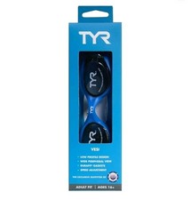 TYR Adult Fit 16 Vesi Swim Goggles Smoke/Blue Low Profile Wide Peripheral View