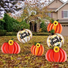 Fovths 39 Inches 3 Pieces Thanksgiving Metal Outdoor Fall Decorations, Giant ...