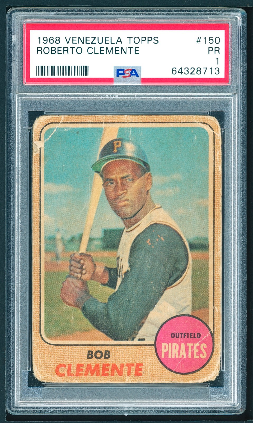 1968 VENEZUELA Topps - Roberto Clemente HOF - PSA 1 CENTERED - RARE VENNY