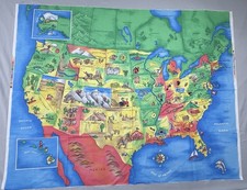 Fabric Traditions Map Of USA  Canada Border Panel 2001  45  X  35  