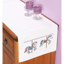 Herrschners  Carousel Dresser Scarf Stamped Cross-Stitch