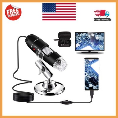 8 LED USB Microscope with Metal Stand - Magnification for Students & Engineers