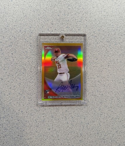 2010 Topps Chrome #212 Stephen Strasburg Gold Refractor Rookie Auto /50 WS MVP
