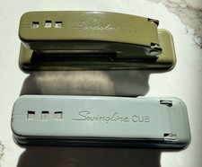 Vintage GREEN & BLUE Swingline Cub Stapler Made in USA Long Island City NY