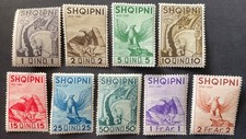 Albania 1937 Independence set of 9 x stamps mint