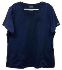 Cherokee 2XL top blue v neck pockets spandex stretch short sleeve scrubs