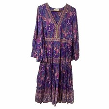 Spell & The Gypsy Collective Cotton Bianca Purple Wisteria  Hippie Maxi Dress M