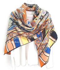 Sallys 70 Cashmere 30 Silk Wrap Scarf Paisley Print Double Face Shawl 53"