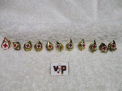 Lot of 11 American Red Cross Blood Donor 1 -11 Gallon Lapel Pins drop shaped