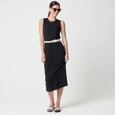 NWT J.Crew Factory Size Small Knit Midi Dress Black Sleeveless 100 Cotton