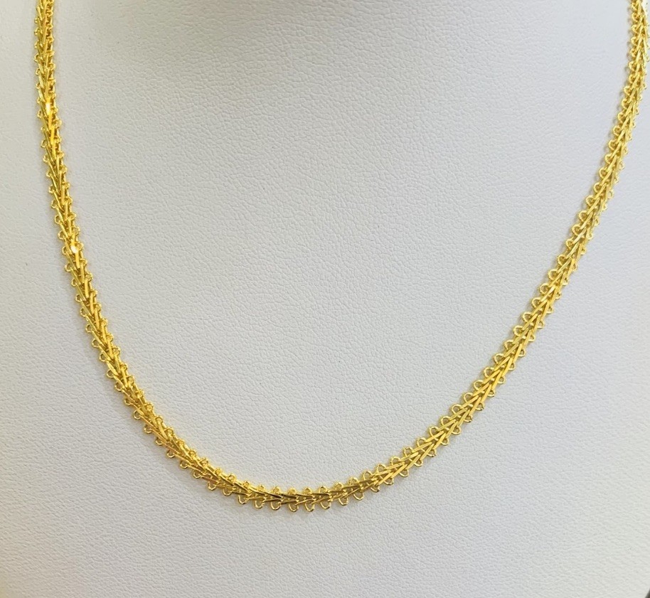 Handmade22K Solid Yellow Gold Link Chain Necklace… - image 3