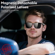 Smart Glasses with Magnetic Detachable Polarised Lenses, Bluetooth 6.0 Sungla...