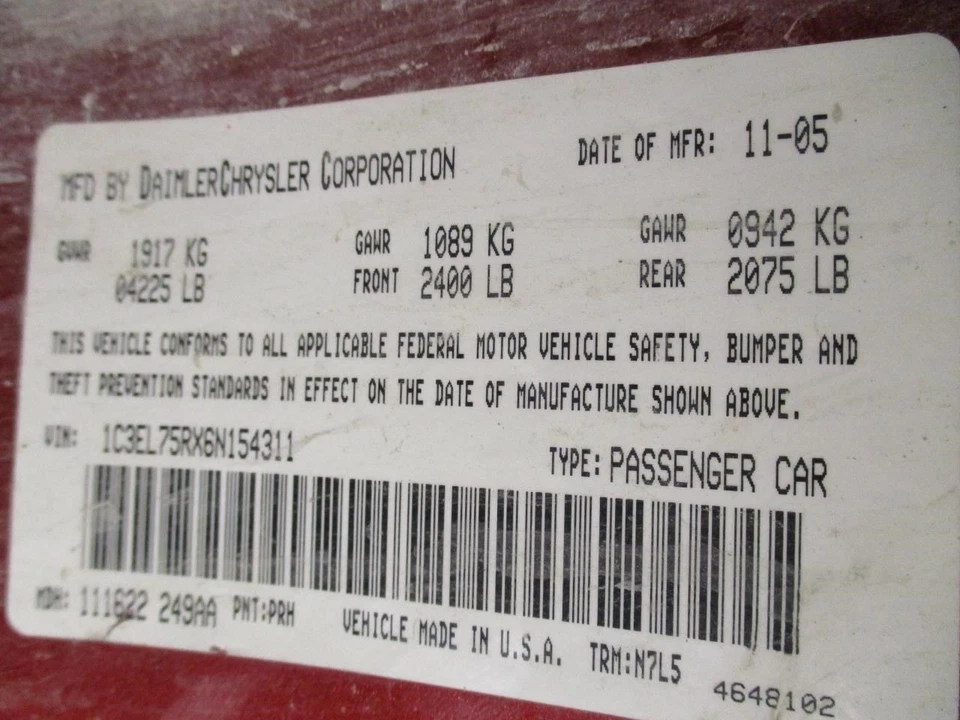 Compresor de aire acondicionado convertible para 04-06 SEBRING 1672657 Foto 4 de 4